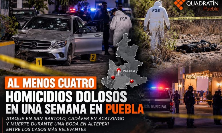 Puebla registra 4 homicidios en semana; destaca ataque directo en San Bartolo